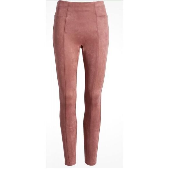 Spanx Faux Suede Leggings in Rich Rose Pink NWT Size Large - Picture 1 of 8